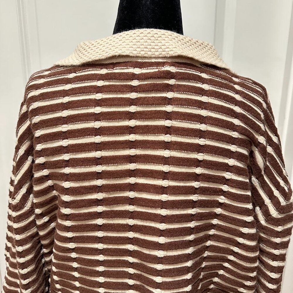 Anthropologie Better Garment Brown Cream Collared Sweater Size Small - Picture 8 of 16